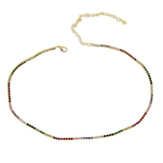 Wholesale Tennis Chain Necklace Jewelry Set With Gold